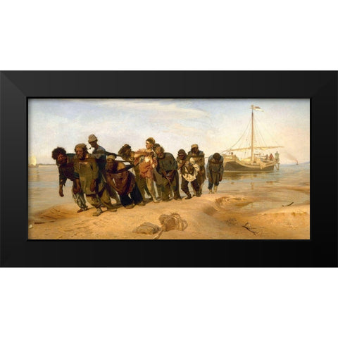 Barge Haulers on the Volga Black Modern Wood Framed Art Print by Repin, Ilya