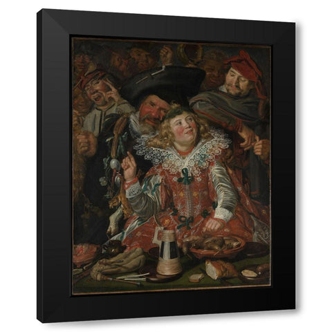 Shrovetide Revellers Black Modern Wood Framed Art Print by Hals, Frans