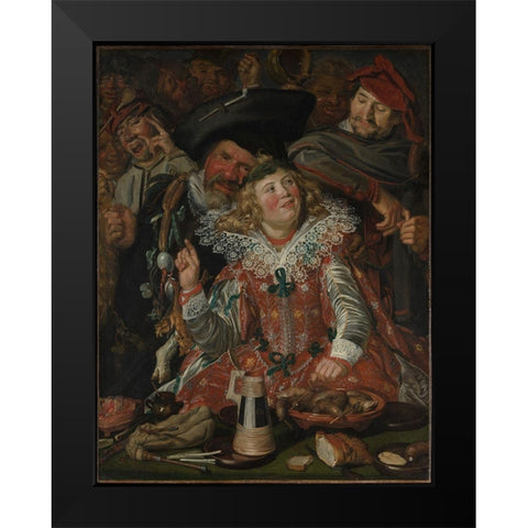 Shrovetide Revellers Black Modern Wood Framed Art Print by Hals, Frans