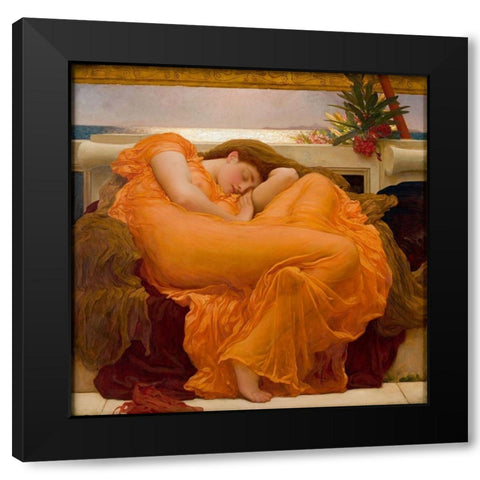 Flaming June Black Modern Wood Framed Art Print by Leighton, Frederic