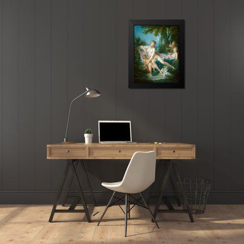 Venus Consoling Love Black Modern Wood Framed Art Print by Boucher, Francois
