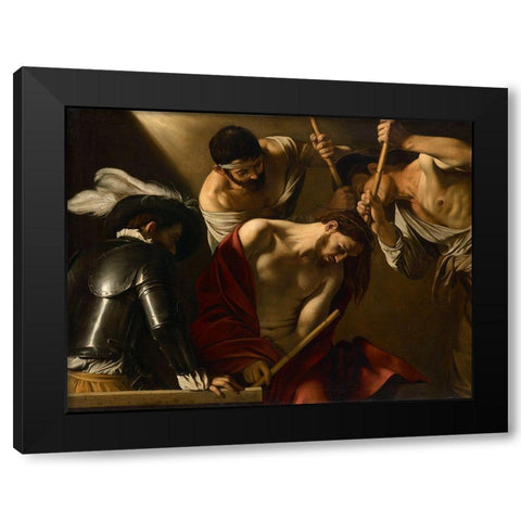 The Crowning with Thorns Black Modern Wood Framed Art Print by Caravaggio