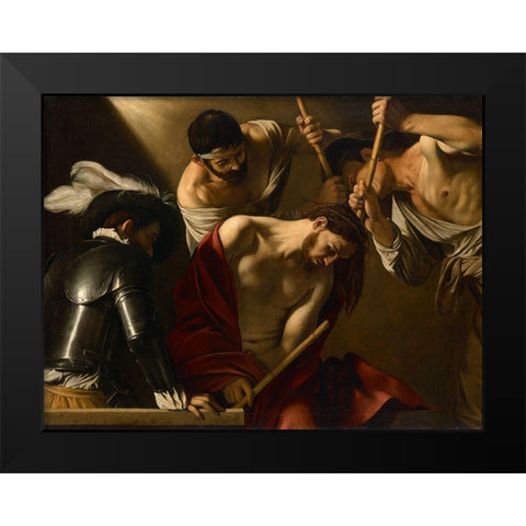 The Crowning with Thorns Black Modern Wood Framed Art Print by Caravaggio