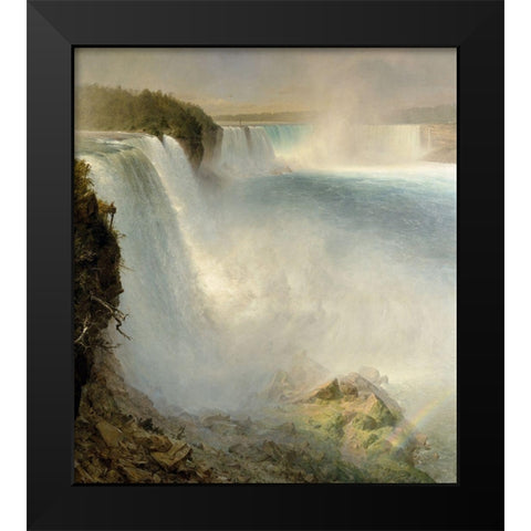 Niagara Falls, from the American Side Black Modern Wood Framed Art Print by Church, Frederic Edwin