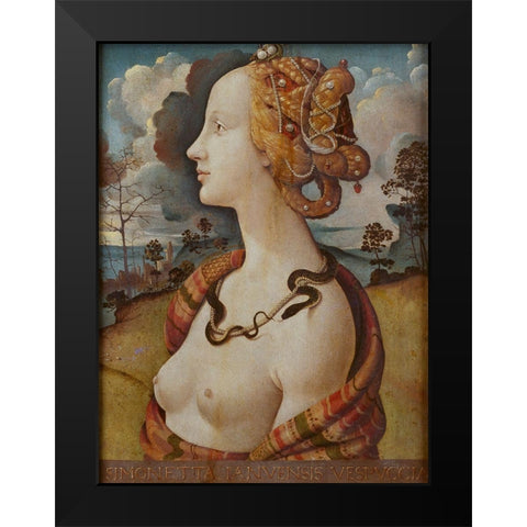 Portrait of Simonetta Vespucci Black Modern Wood Framed Art Print by di Cosimo, Piero