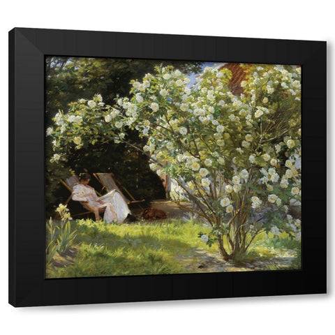 Roses Black Modern Wood Framed Art Print by Kroyer, Peder Severin