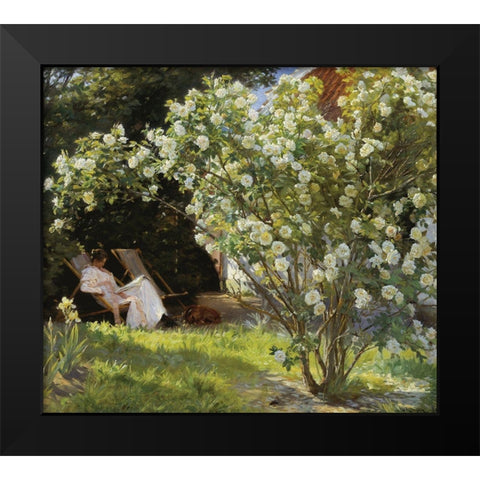 Roses Black Modern Wood Framed Art Print by Kroyer, Peder Severin
