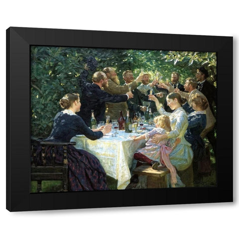 Hip, Hip, Hurrah Black Modern Wood Framed Art Print by Kroyer, Peder Severin
