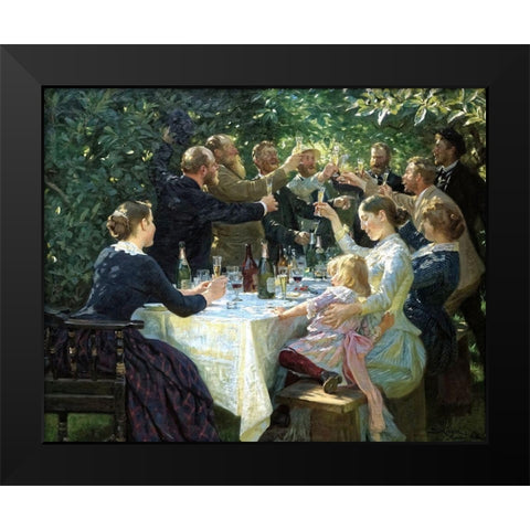 Hip, Hip, Hurrah Black Modern Wood Framed Art Print by Kroyer, Peder Severin