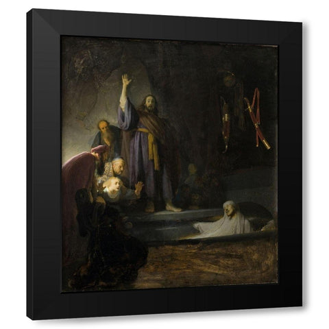 The Raising of Lazarus Black Modern Wood Framed Art Print by Rembrandt
