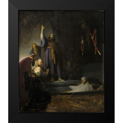 The Raising of Lazarus Black Modern Wood Framed Art Print by Rembrandt