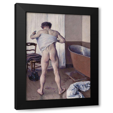 Homme au bain Black Modern Wood Framed Art Print with Double Matting by Caillebotte, Gustave