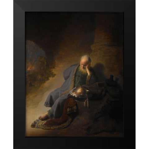 Jeremiah Lamenting the Destruction of Jerusalem Black Modern Wood Framed Art Print by Rembrandt