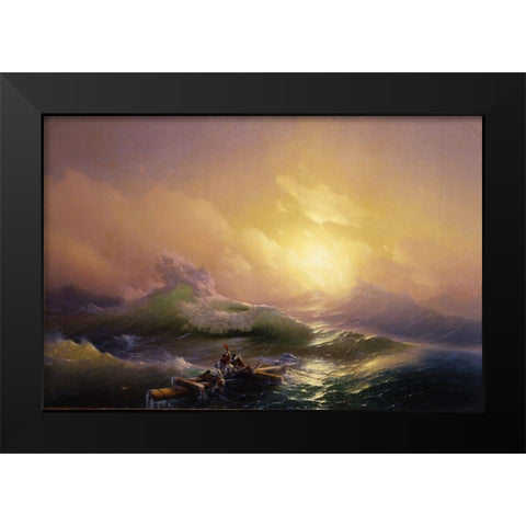 The Ninth Wave Black Modern Wood Framed Art Print by Aivazovsky, Ivan