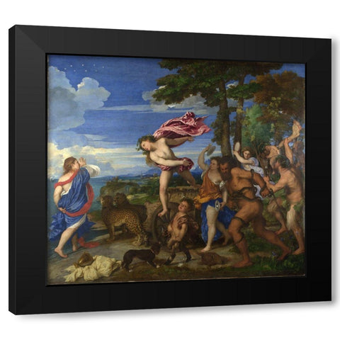 Bacchus and Ariadne Black Modern Wood Framed Art Print by Titian