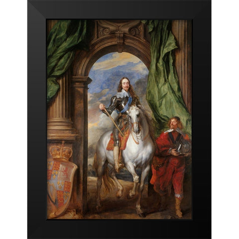 Charles I with M. de St Antoine Black Modern Wood Framed Art Print by van Dyck, Anthony