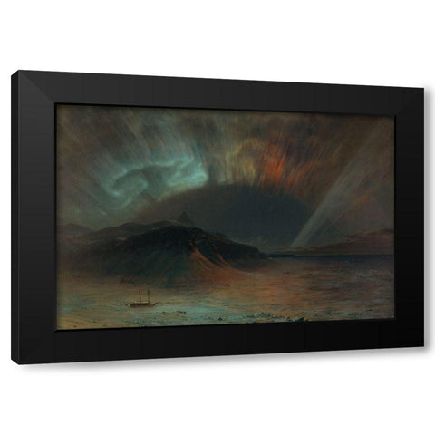 Aurora Borealis Black Modern Wood Framed Art Print with Double Matting by Church, Frederic Edwin
