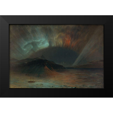 Aurora Borealis Black Modern Wood Framed Art Print by Church, Frederic Edwin
