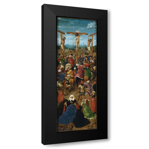 Crucifixion and Last Judgement diptych, left panel Black Modern Wood Framed Art Print with Double Matting by van Eyck, Jan