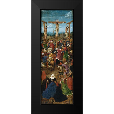 Crucifixion and Last Judgement diptych, left panel Black Modern Wood Framed Art Print by van Eyck, Jan