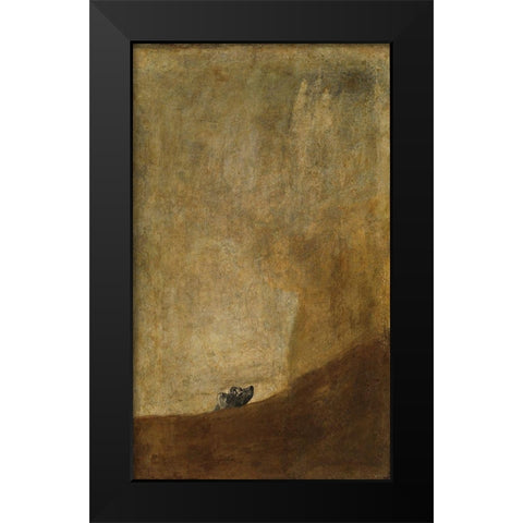 The Dog Black Modern Wood Framed Art Print by Goya, Francisco