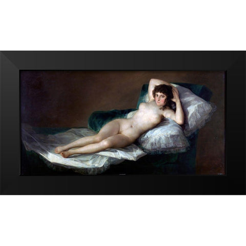 La Maja desnuda Black Modern Wood Framed Art Print by Goya, Francisco
