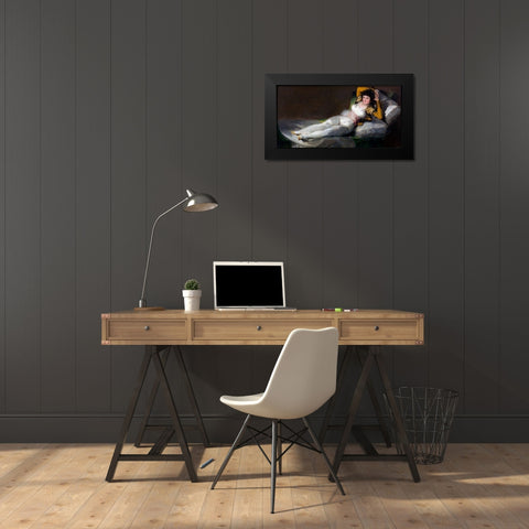 La Maja vestida Black Modern Wood Framed Art Print by Goya, Francisco