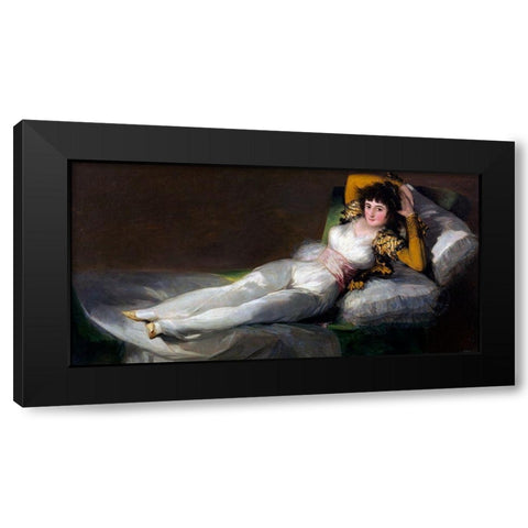 La Maja vestida Black Modern Wood Framed Art Print with Double Matting by Goya, Francisco