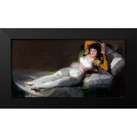 La Maja vestida Black Modern Wood Framed Art Print by Goya, Francisco