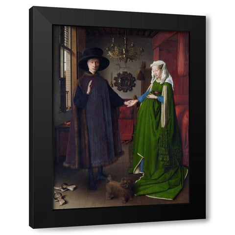 Arnolfini Portrait Black Modern Wood Framed Art Print with Double Matting by van Eyck, Jan