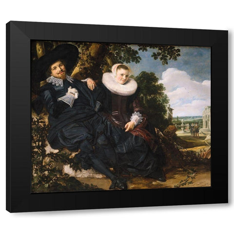 Marriage Portrait of Isaac Massa and Beatrix van der Laen Black Modern Wood Framed Art Print with Double Matting by Hals, Frans