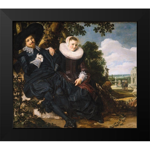 Marriage Portrait of Isaac Massa and Beatrix van der Laen Black Modern Wood Framed Art Print by Hals, Frans