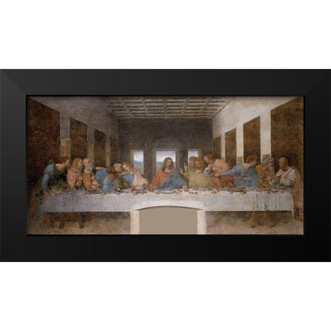 The Last Supper Restored Black Modern Wood Framed Art Print by da Vinci, Leonardo