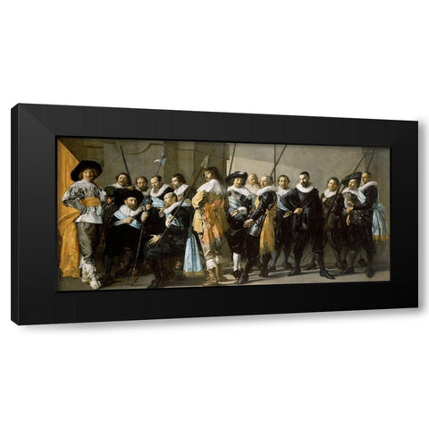 Meagre Company Black Modern Wood Framed Art Print with Double Matting by Hals, Frans