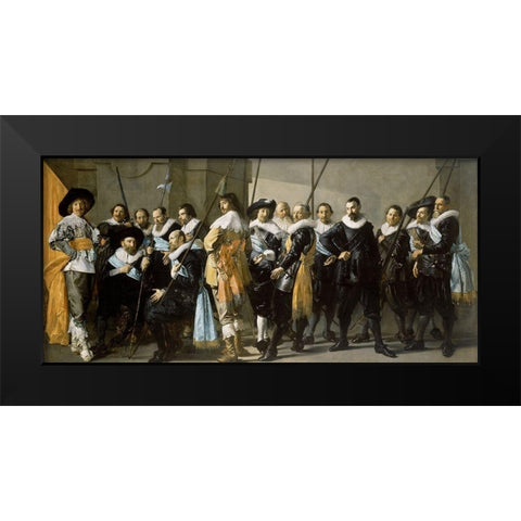 Meagre Company Black Modern Wood Framed Art Print by Hals, Frans