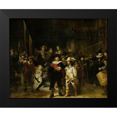 The Night Watch Black Modern Wood Framed Art Print by Rembrandt