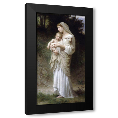 LInnocence Black Modern Wood Framed Art Print by Bouguereau, William-Adolphe