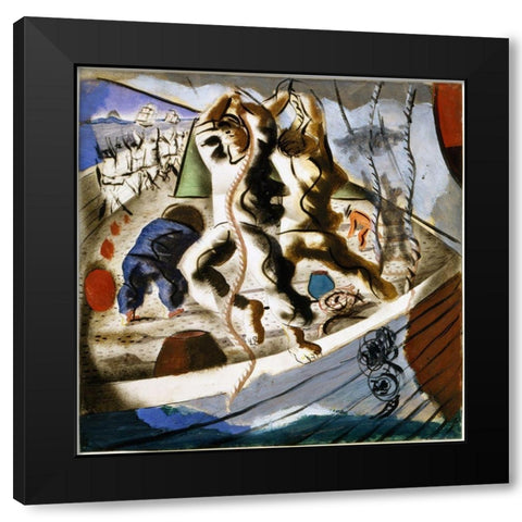 Discovery of the Land Black Modern Wood Framed Art Print with Double Matting by Portinari, Candido