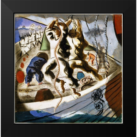 Discovery of the Land Black Modern Wood Framed Art Print by Portinari, Candido