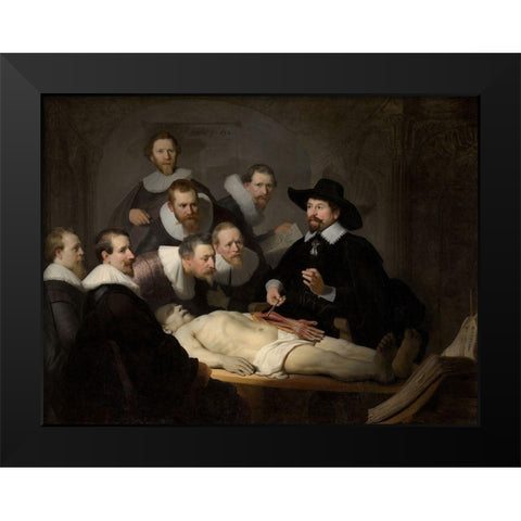 The Anatomy Lesson of Dr. Nicolaes Tulp Black Modern Wood Framed Art Print by Rembrandt