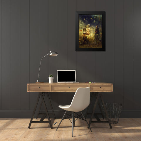 Sadko in the Underwater Kingdom Black Modern Wood Framed Art Print by Repin, Ilya