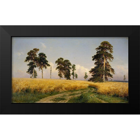 Rye Fields Black Modern Wood Framed Art Print by Shishkin, Ivan
