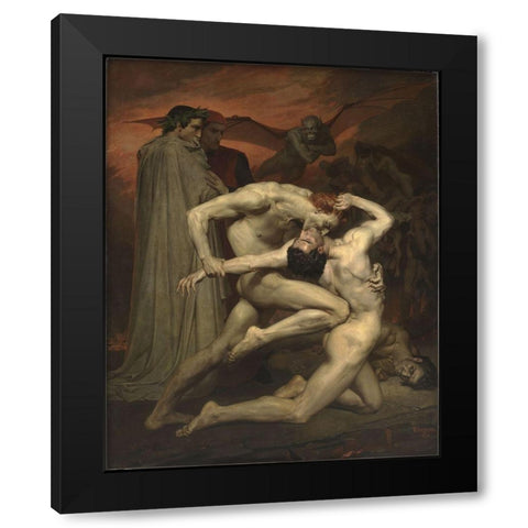 Dante and Virgil in Hell Black Modern Wood Framed Art Print with Double Matting by Bouguereau, William-Adolphe