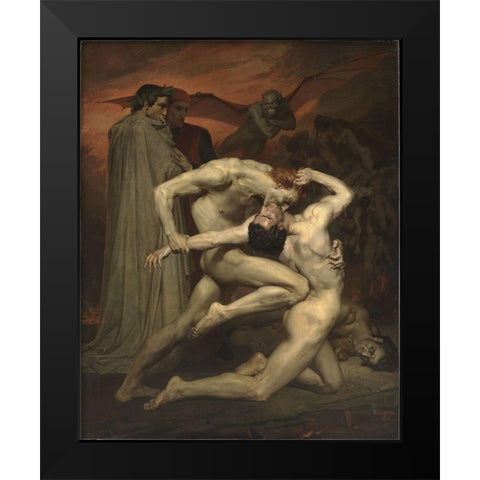Dante and Virgil in Hell Black Modern Wood Framed Art Print by Bouguereau, William-Adolphe