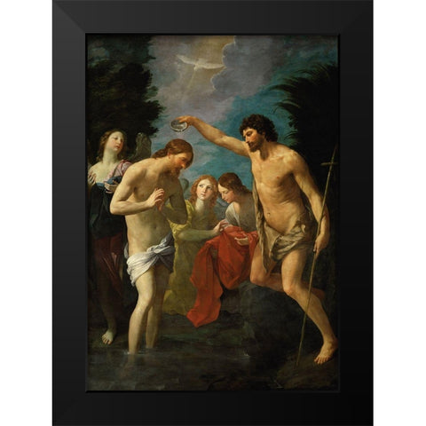 The Baptism of Christ Black Modern Wood Framed Art Print by Reni, Guido