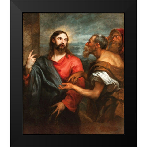 Christ of the Coin Black Modern Wood Framed Art Print by Van Dyck, Anton