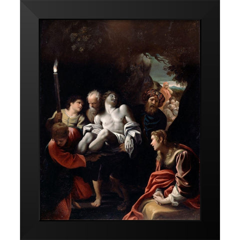 Christ Carried to the Tomb Black Modern Wood Framed Art Print by Sisto, Badalocchio