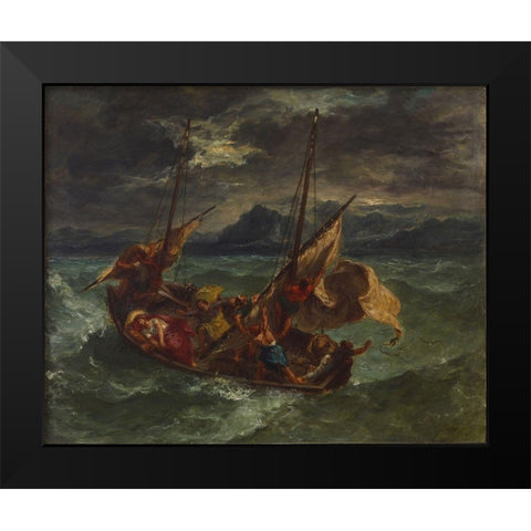 Christ on the Sea of Galilee Black Modern Wood Framed Art Print by Delacroix, Eugene