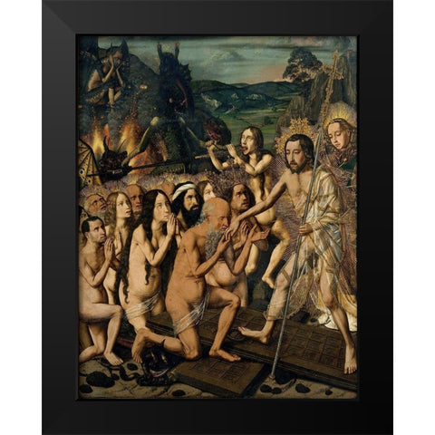 Descent of Christ into Limbo Black Modern Wood Framed Art Print by Bermejo, Bartolome