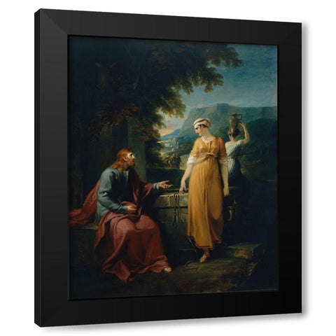 Christ and the woman of Samaria Black Modern Wood Framed Art Print with Double Matting by Hamilton, William